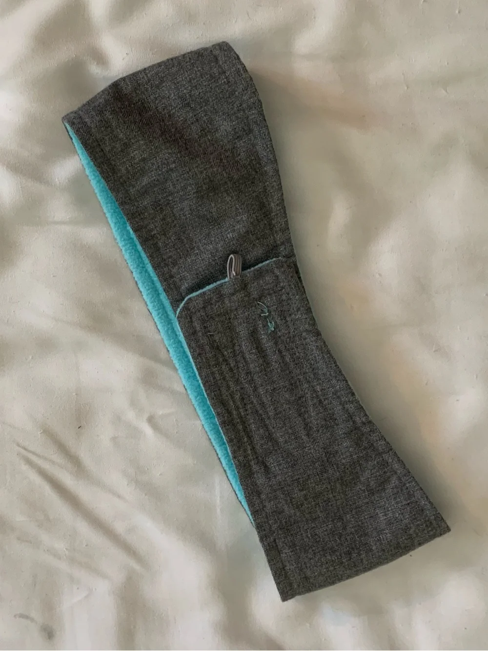 ZeroXposur Gray/Blue Fleece Lined Adjustable Running Headband